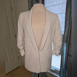 Gianni Bini Soft White Blazer with Ruched Sleeves